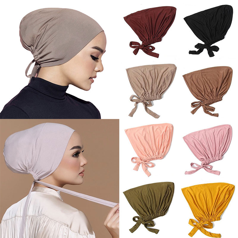 Nieuwe Zachte Modale Moslim Tulband Hoed Innerlijke Hijab Caps Islamitische Underscarf Motorkap India Hoeden Vrouwelijke Headwrap Turbante Mujer