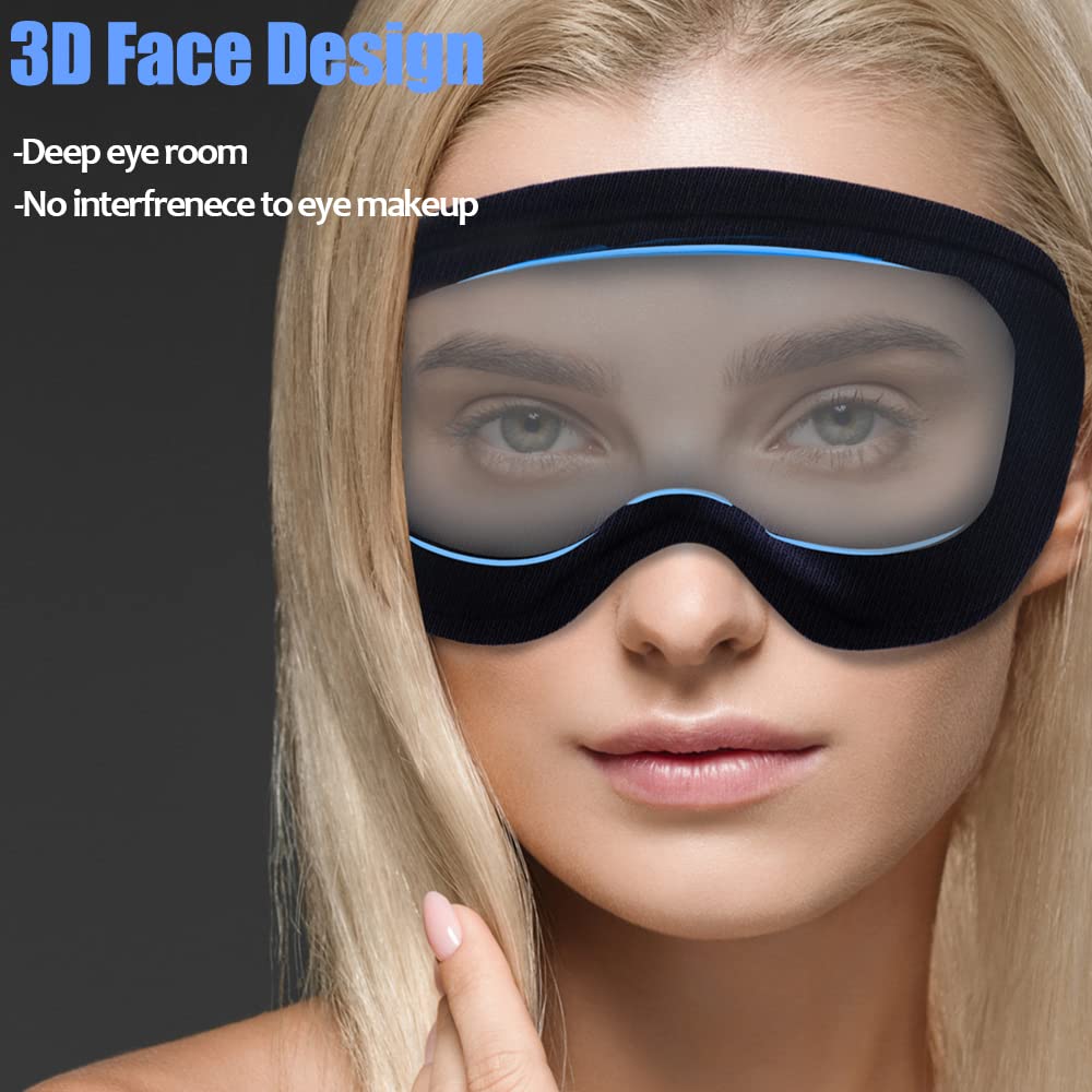Máscara de dormir 3D para hombres y mujeres, mascarilla suave y lisa para los ojos, 100% de bloqueo, máscara de ojos ligera, cubierta de sombra de viaje, descanso y relajación para dormir