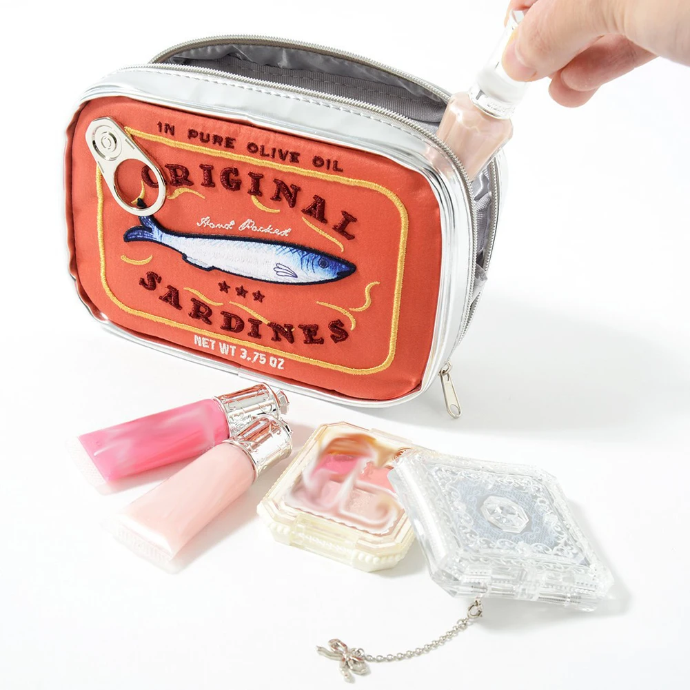 Sac de rangement de style sardines en conserve, sac de voyage de bain mignon, créatif, portable, mode, fermeture éclair, multifonction, doux, week-end, vacances