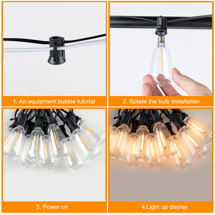 Guirlande lumineuse d'extérieur étanche, luminaire décoratif d'extérieur, idéal pour un Patio, un Patio, une intensité variable, ST38, incassable, pour un Bistro, un porche, une terrasse ou une cour