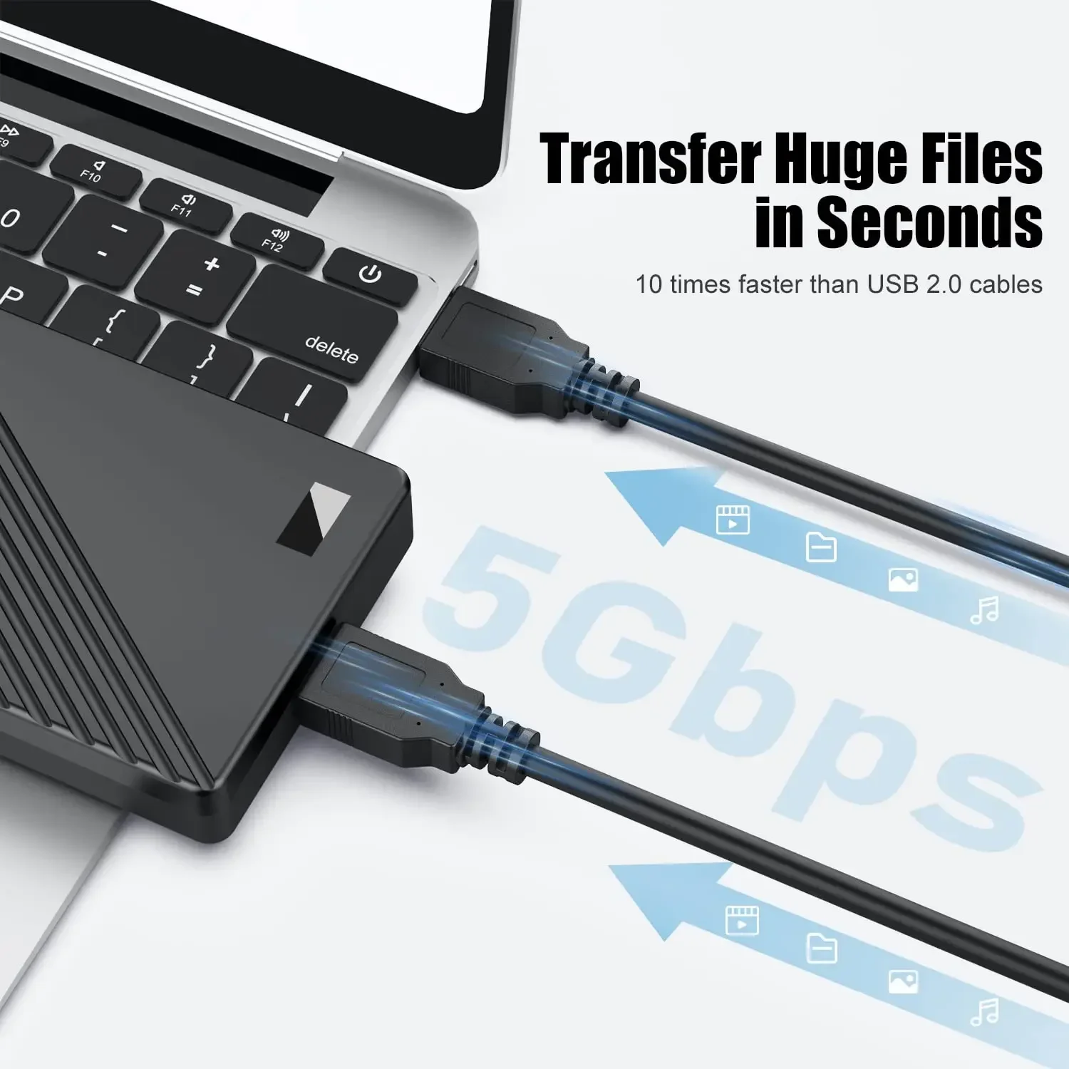 Cable de extensión USB 3,0 a USB 3,0, Cable extensor USB A macho a macho, transmisión rápida de datos para radiador de disco duro