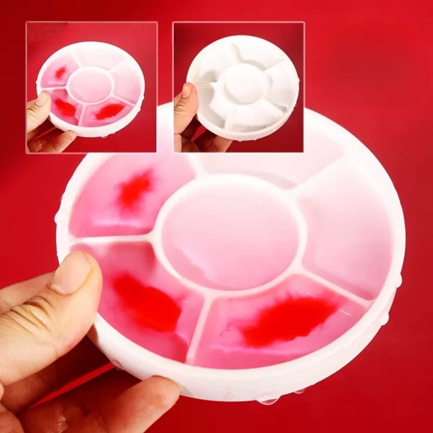 Imitatie porselein rond palet met deksel Acryl aquarel multifunctionele witte verf lade kunstenaarsbenodigdheden