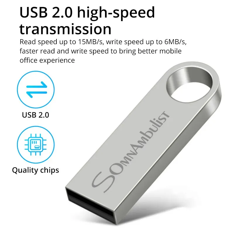 SomnAmbulist Pen Drive 32GB 64GB 128GB haute vitesse USB2.0 pour PC Mobile Mini Pen Drive 16GB 32GB USB Flash Drive 64GB 8GB 4GB