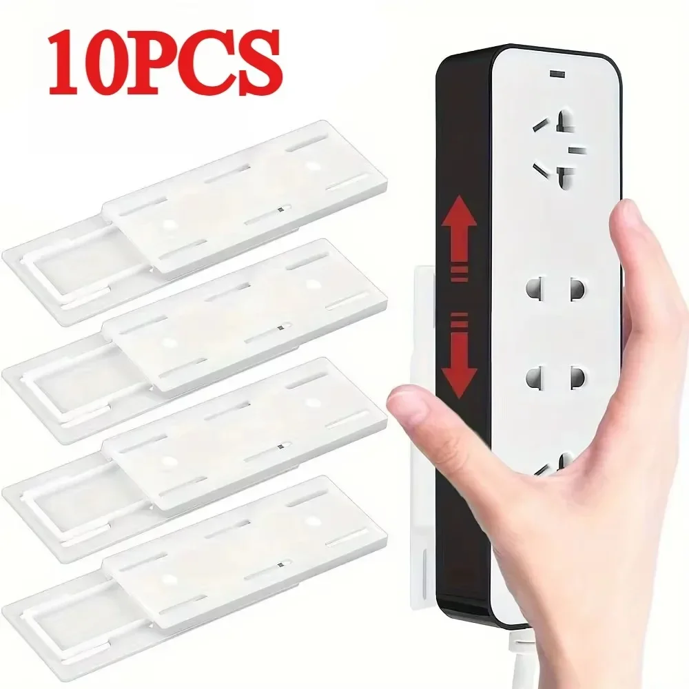Soporte de regleta de pared autoadhesivo, fijador de enchufe de escritorio, fijador de tira, Cable de enchufe, organizador de cables, 10/6/4 Uds.