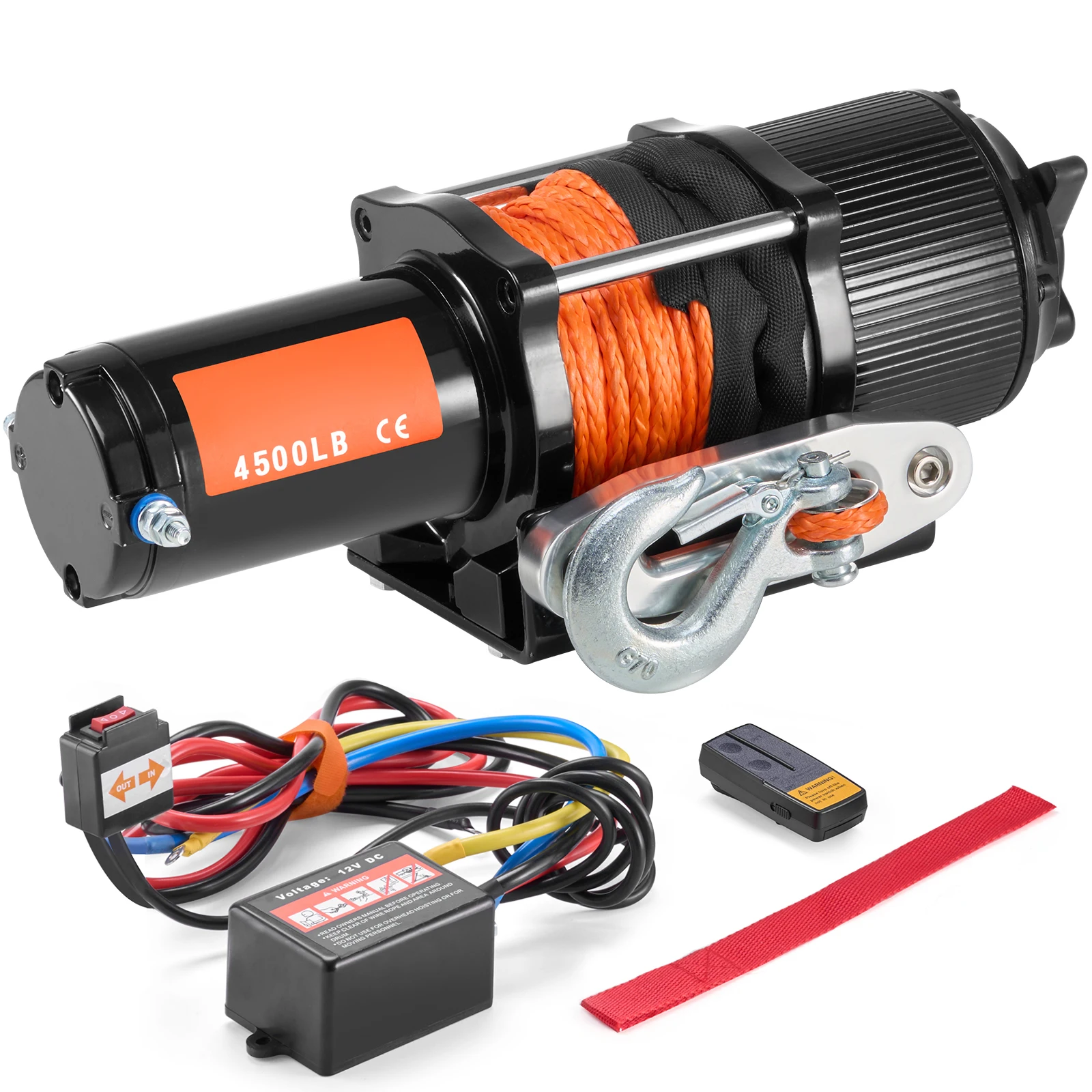 SucceBuy 4500 lbs ATV/UTV elektrische Winde 12 V mit 39 Fuß synthetischem Seil, kabellose und kabelgebundene Fernbedienung, IP55, wasserdicht, für Jeeps