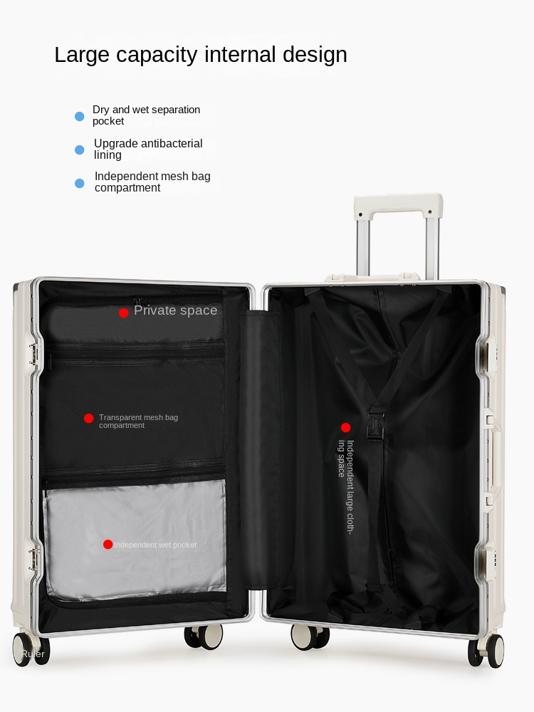 Nueva maleta de moda de 28/30 pulgadas, equipaje de carga con marco de aluminio de gran tamaño, bolsas de viaje de cabina de 20 pulgadas con portavasos