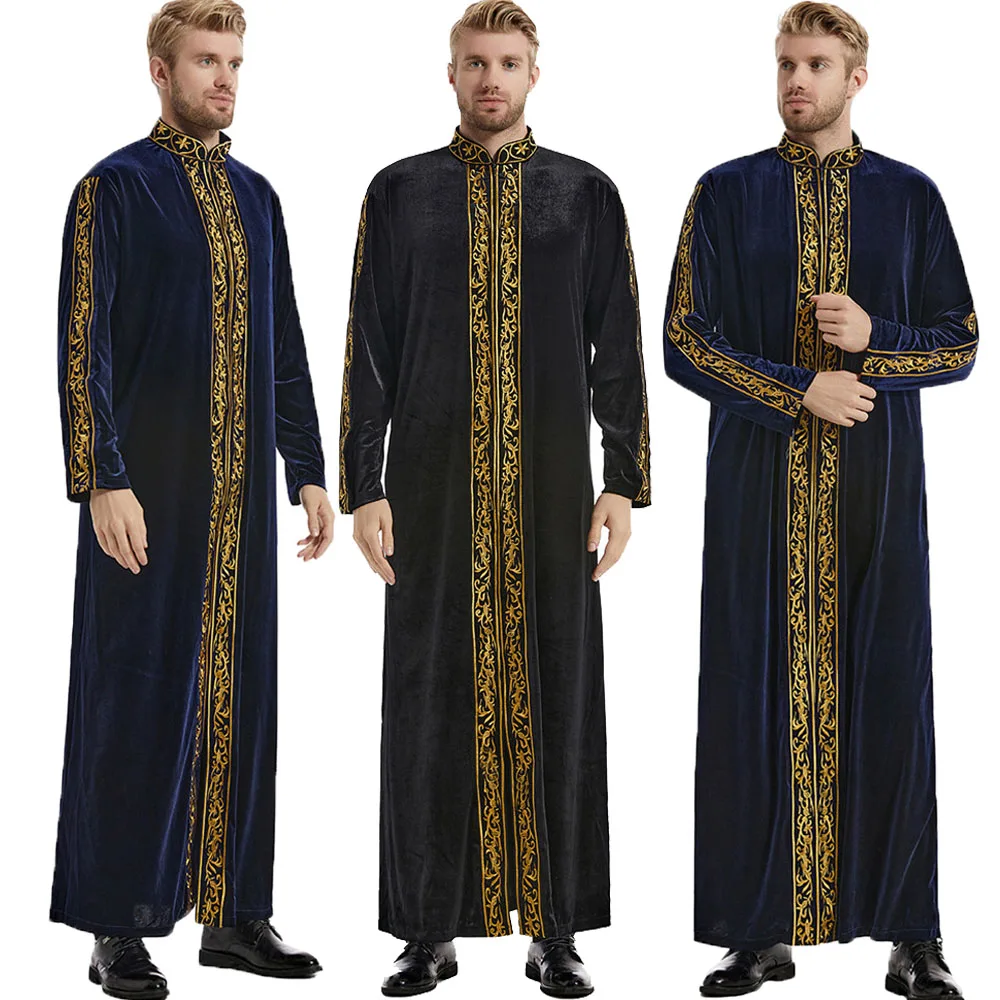 Muslimischen Männer Jubba Thobe Islamische Kleidung Samt Kaftan Thoub Arabisch Saudi Robe Kleid Jubah Kaftan Thawb Ramadan Kleid Nahen Osten