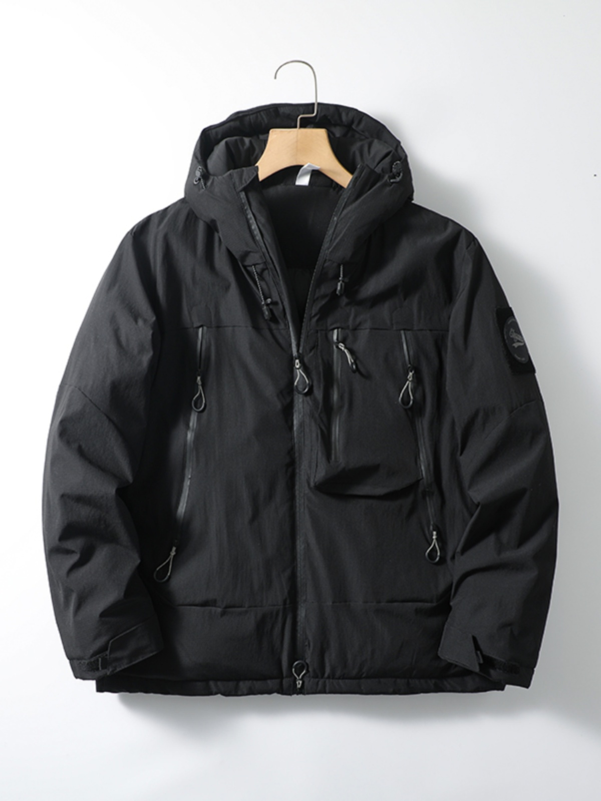 Thickened Outdoor Workwear Windproof Taped Zipper Hooded Jacket Men's Winter Warm Cotton Vest Fashionable Urban Sle