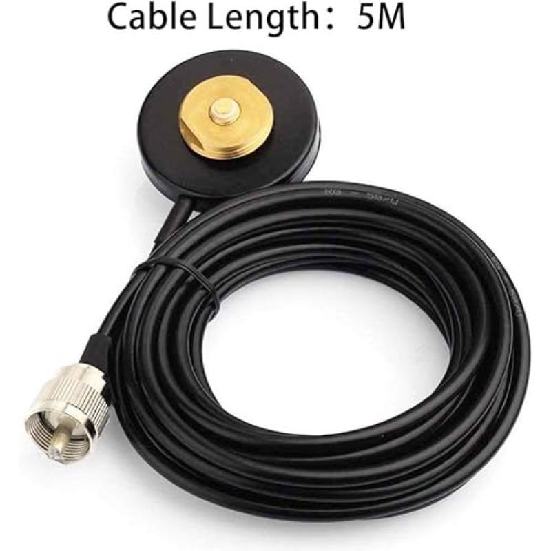 NMO Mount Magnetic Base 5M Antenna Cable Roof or Trunk for Mobile Radios PL259 Connector for Yaesu Kenwood Vertex Icom Radios