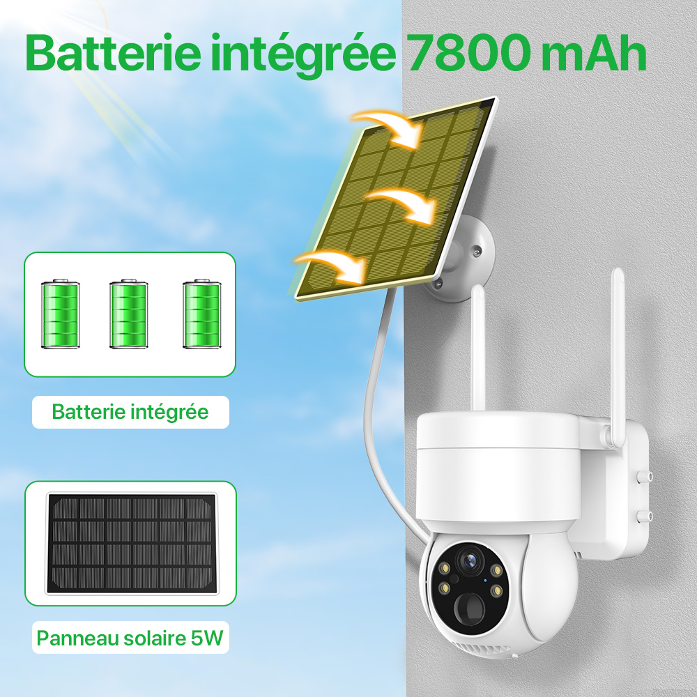 Caméra extérieure WiFi 4MP HD PTZ caméra IP solaire sans fil batterie intégrée caméra de sécurité de Surveillance vidéo longue durée de veille