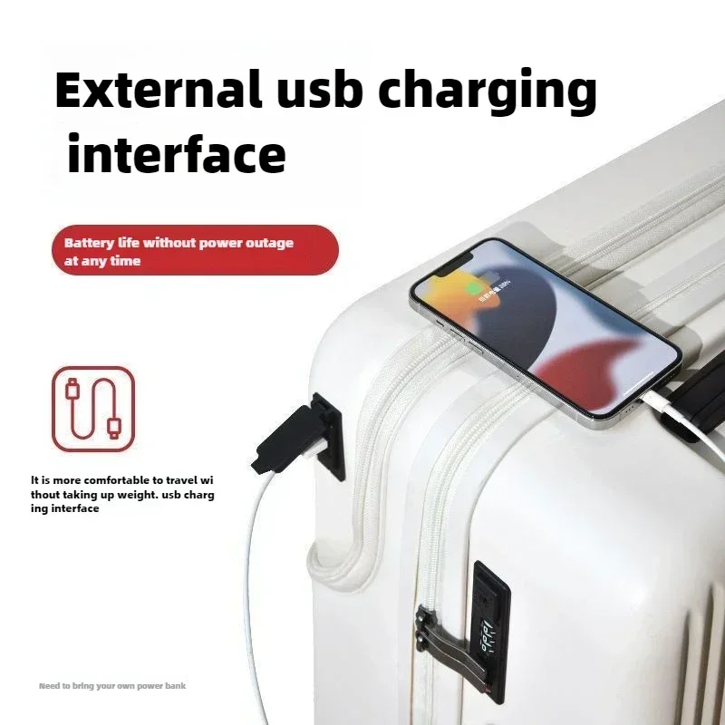 Estojo de bagagem multifuncional com zíper, bolsa de viagem portátil com abertura frontal, mala de viagem sobre rodas