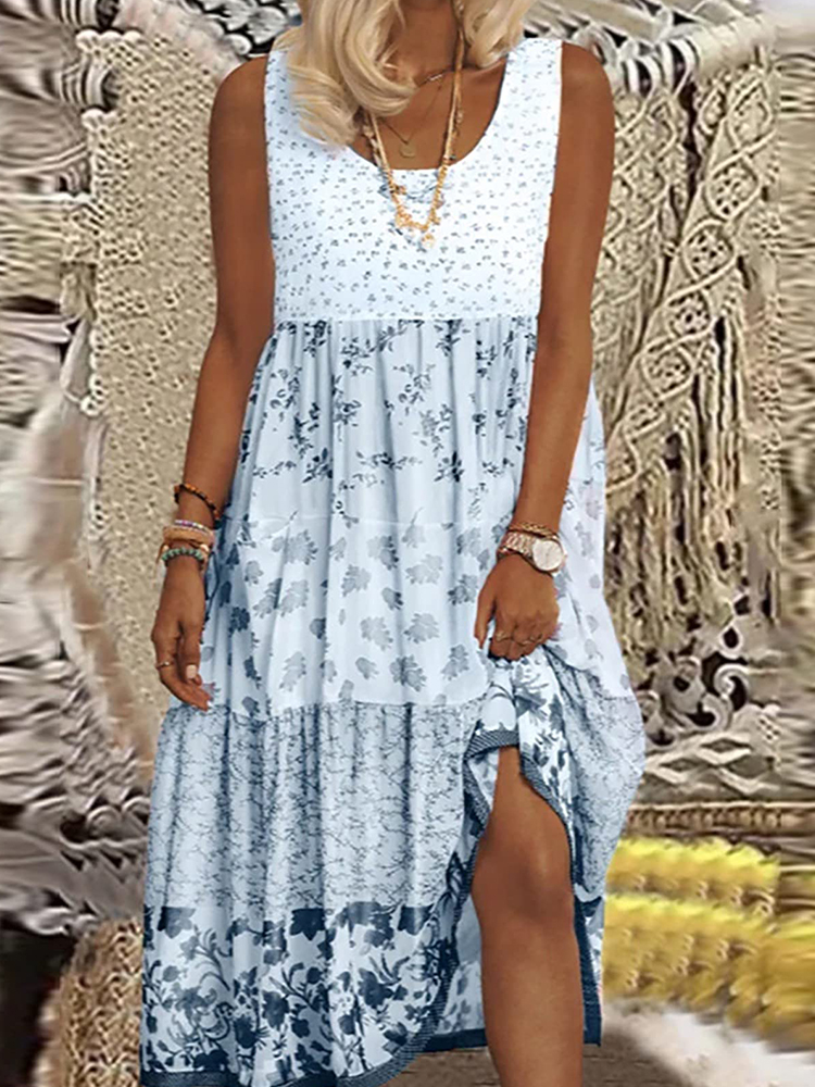 Plus Size Flowy Hawaiian Neck Sommerkleid Sommer Strand Partykleid Bedrucktes Luau Damen Sommerkleidung Maxikleid