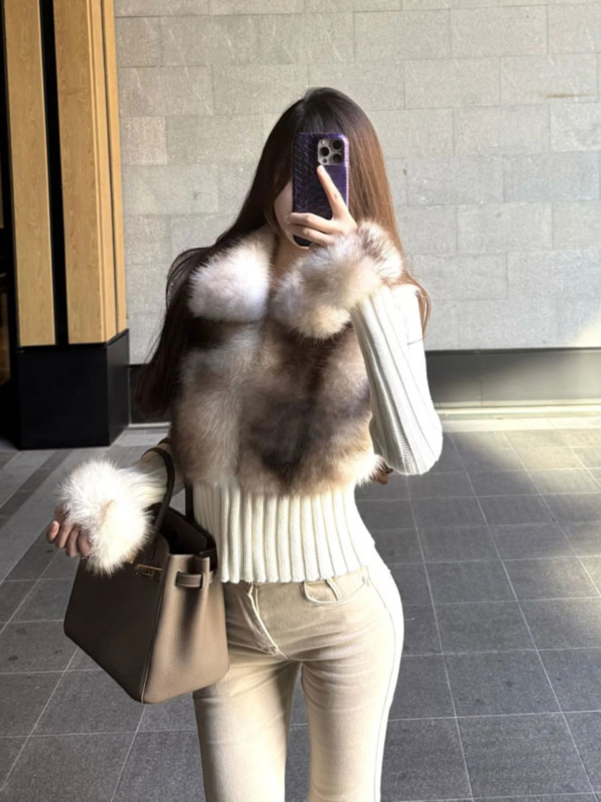 Retro High-End Fur And Leather Integrated Knitted Jacket Fashionable Young Women's Sle Spring New Arrival Short Korean Version