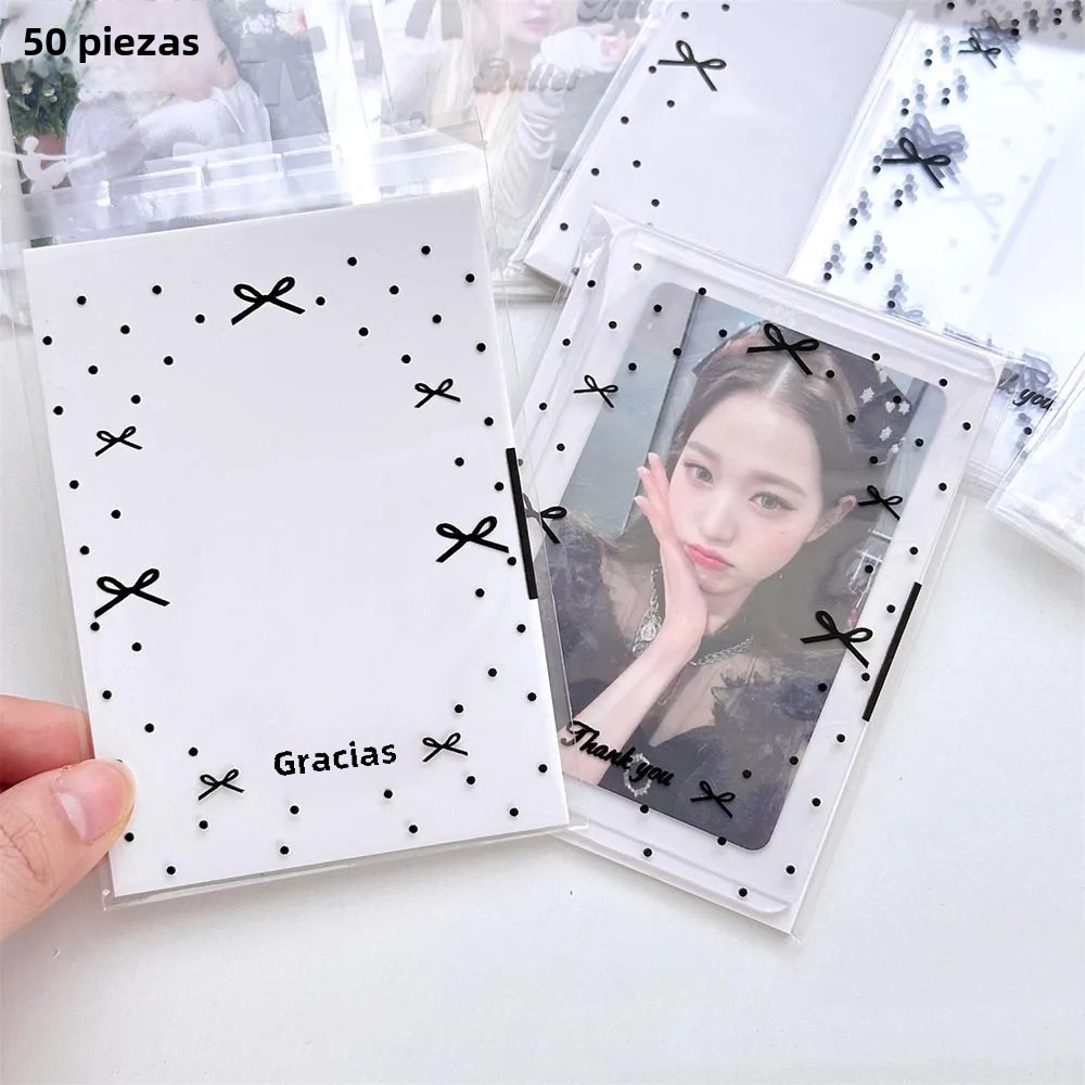 50 unids/pack fundas transparentes para sesión fotográfica cubierta de tarjeta autoadhesiva bolsa de embalaje de fotos de ídolo bolsa autosellante Protector de tarjeta de regalo
