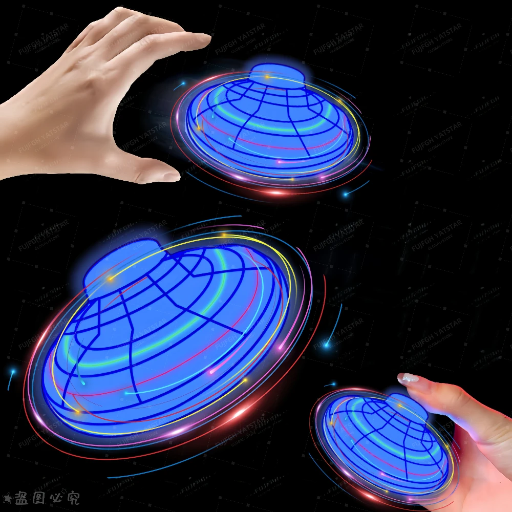 Magic Flying Helicopter Spinner Fingertip Upgrade Flight Gyro Fly orb Hover Ball Mini Dron Aircraft Toys LED Type Toy Kids Gifts