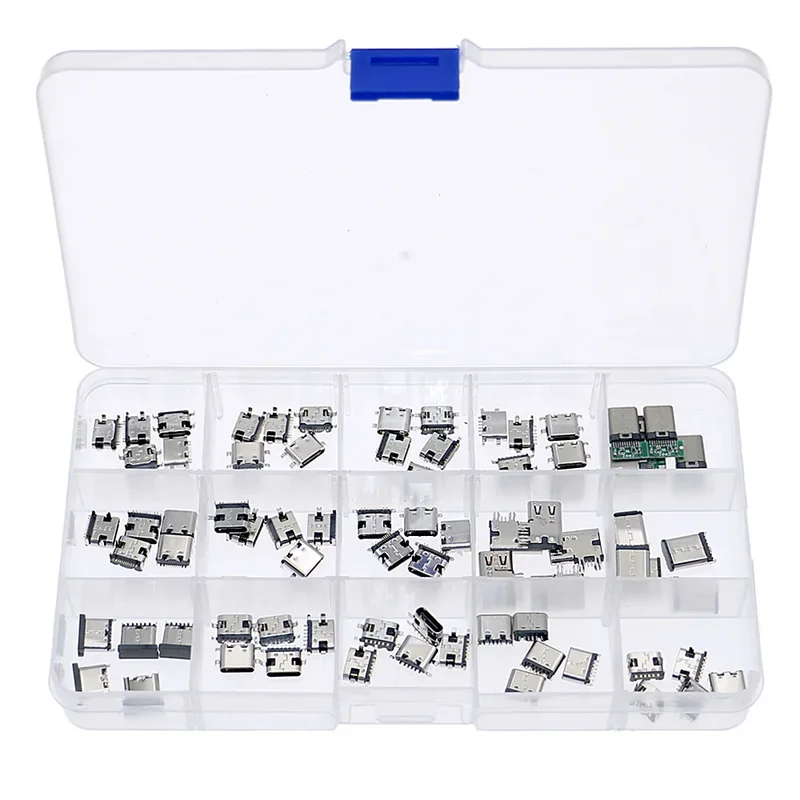 ตัวเชื่อมต่อแท่นชาร์จ USB แบบ Type-C 15ค่าสำหรับโทรศัพท์มือถือและผลิตภัณฑ์ดิจิทัล75ชิ้น