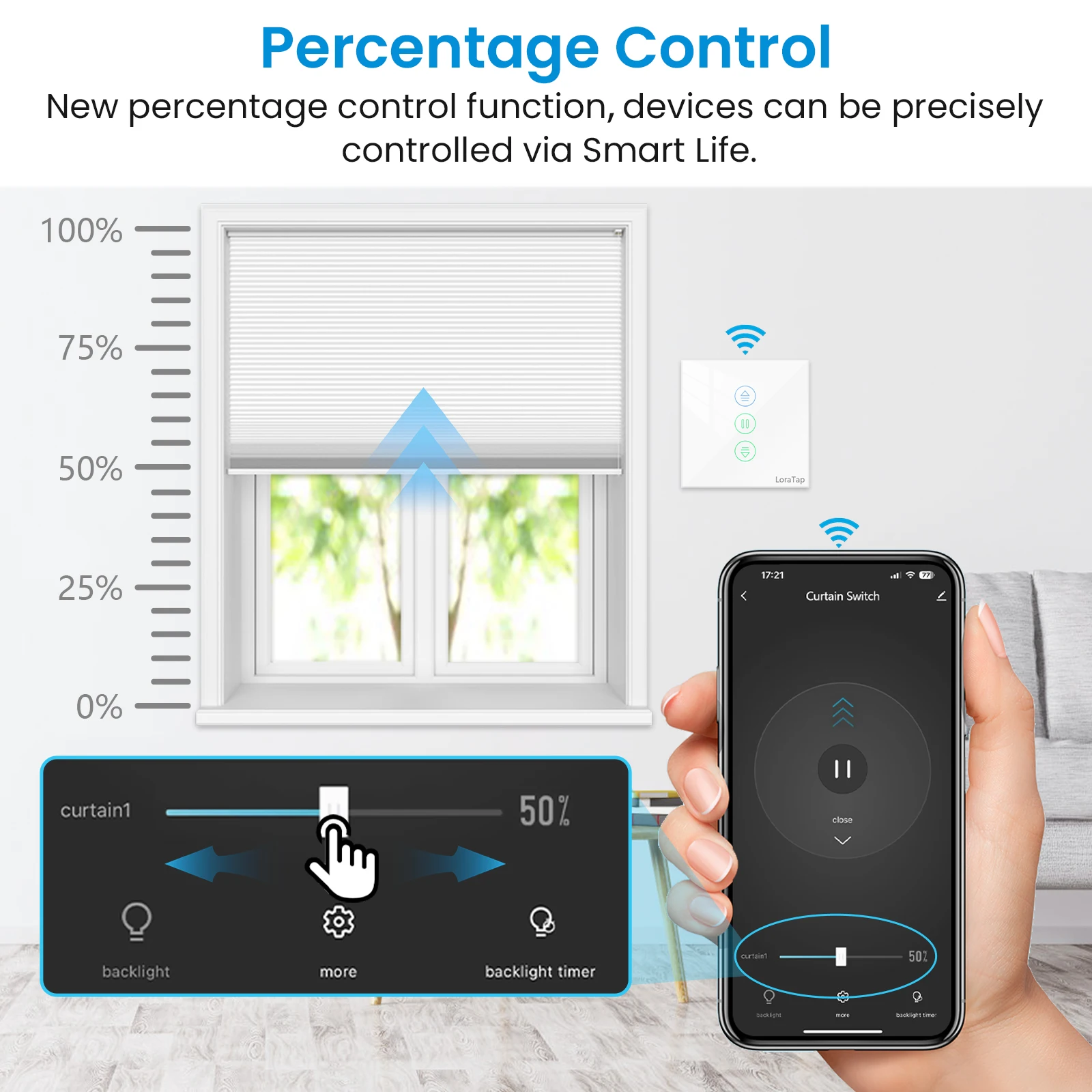 LoraTap persianas enrollables interruptor de cortina para Motor de Windows aplicación Tuya Smart Life Control remoto porcentaje Google Home Alexa