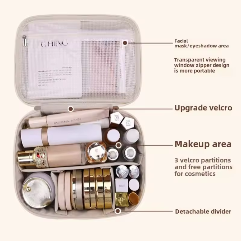 Women's Cosmetic Bag Makeup Bag Double Layer Large Capacity Luxury Cosmetics Organizer Travel Essentials Women's Cosmetic Bag
