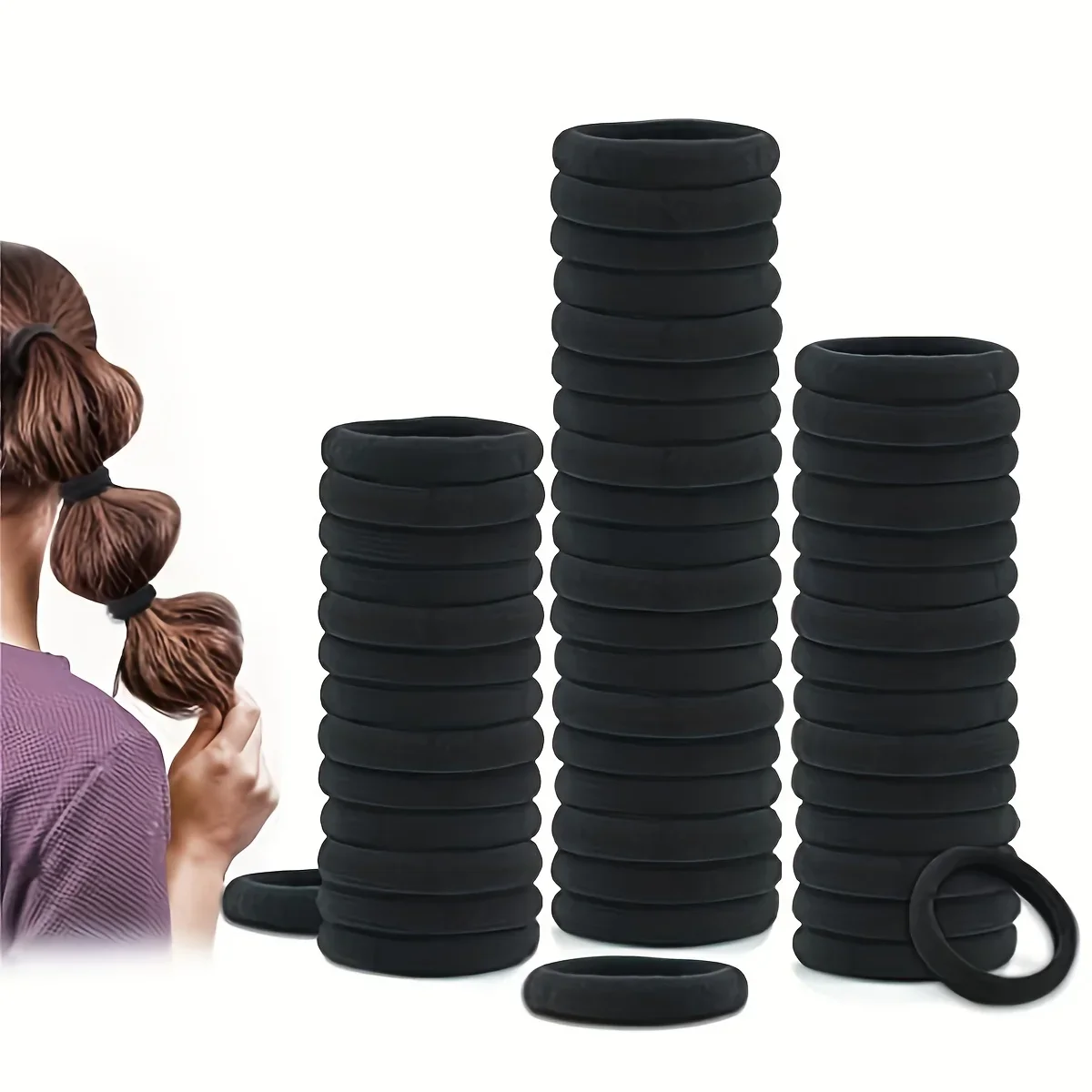 Banda 50 Uds. De goma de Color sólido de alta elasticidad, accesorios simples para el cabello a la moda, opción de regalo Ideal para mujeres y niñas