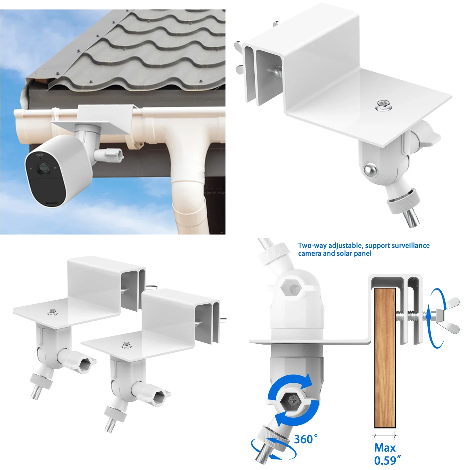 Всепогодное крепление для желоба для Eufycam 2/2 Pro/2C/2C Pro/3C/E/SoloCam E20 E40/L40/L20/S40/S220/3(S330)/3C(S300) (белый)