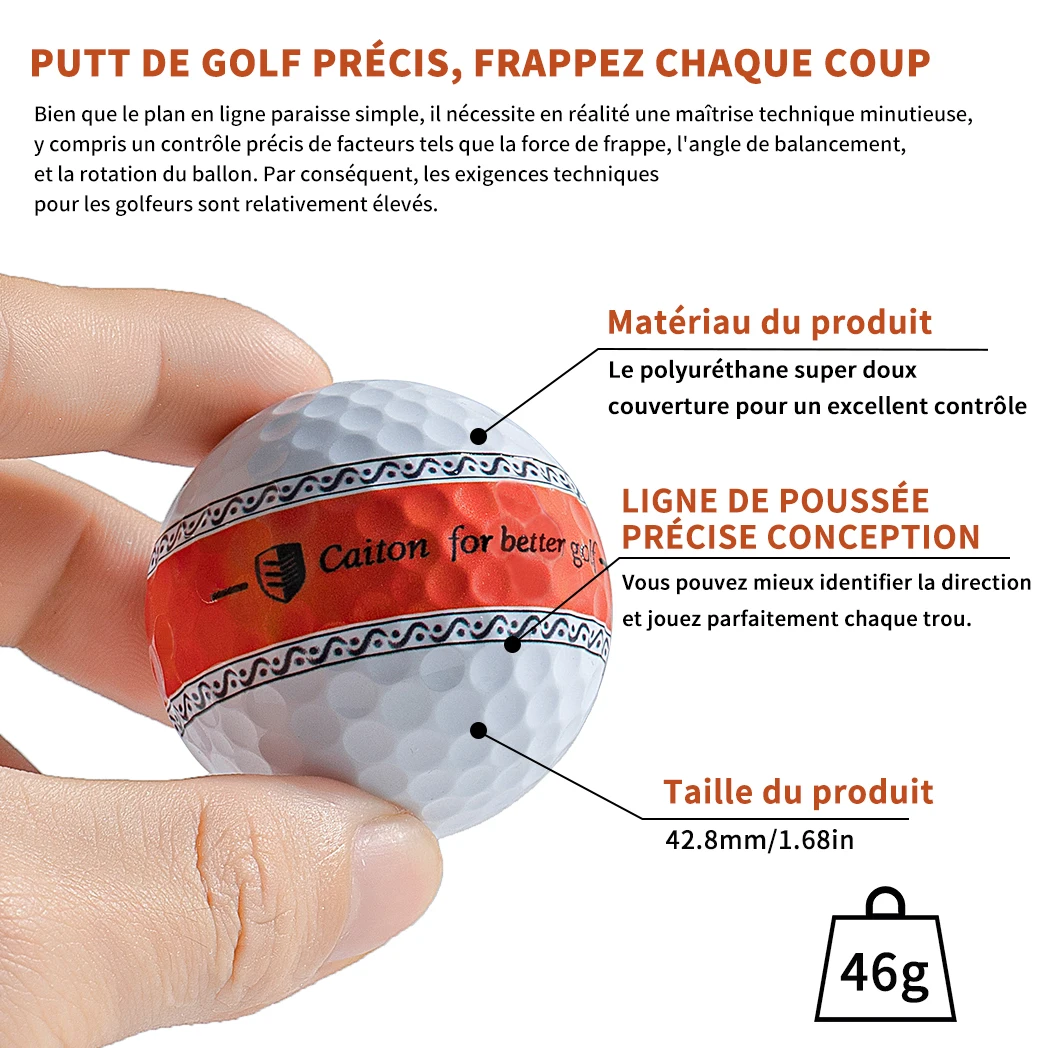 Caiton 12/3 pièces balle de golf Putter PU 3 couches, 360 °   Ligne de tir stable de précision, améliorant la précision et la stabilité