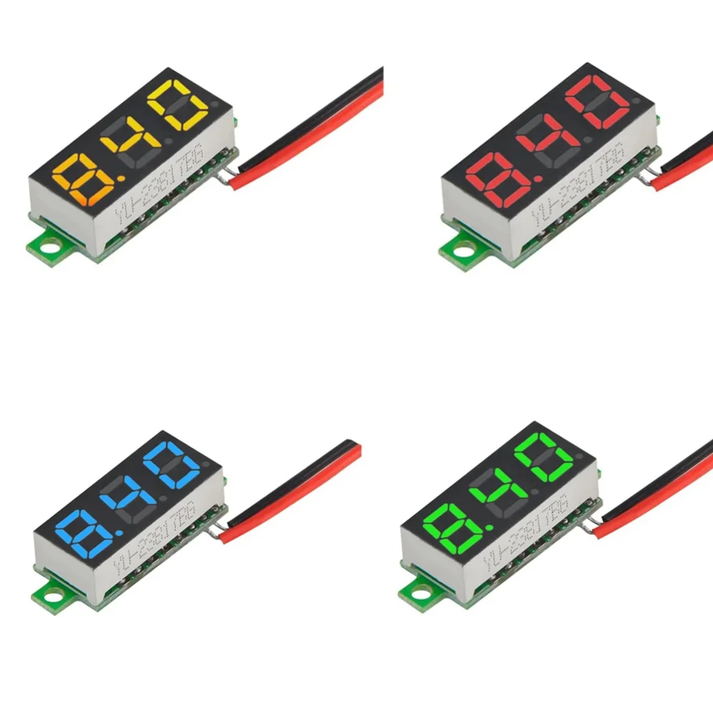 0.28 Inch DC LED Kỹ Thuật Số Vôn Kế 0-100V Điện Áp Đo Xe Hơi Điện Di Động Bút Thử Điện Áp Máy Phát Hiện 12V Màu Đỏ Xanh Lá Xanh Dương Vàng