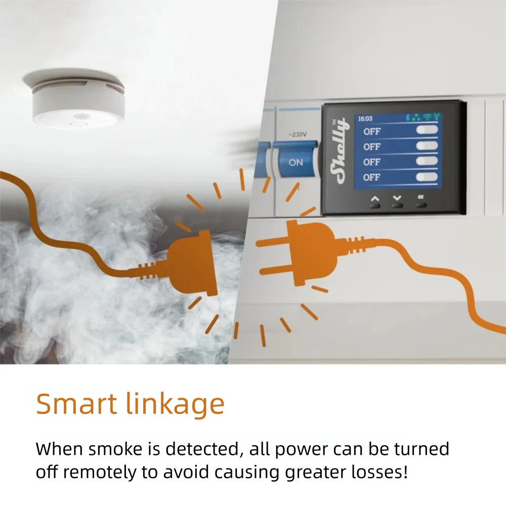 Shelly Plus-alarma de humo fotoeléctrica inteligente, dispositivo con WiFi, eficaz para detectar fuego lento, con indicaciones LED