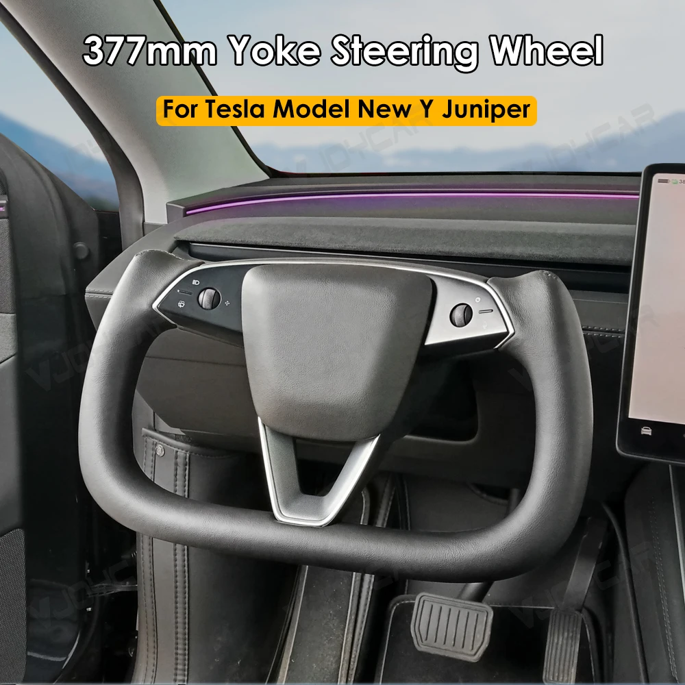 Гоночная ручка Vjoycar 377 мм с хомутом для Tesla Model 3 Highland New Y Juniper Nappa Craft, рулевое колесо с подогревом OEM