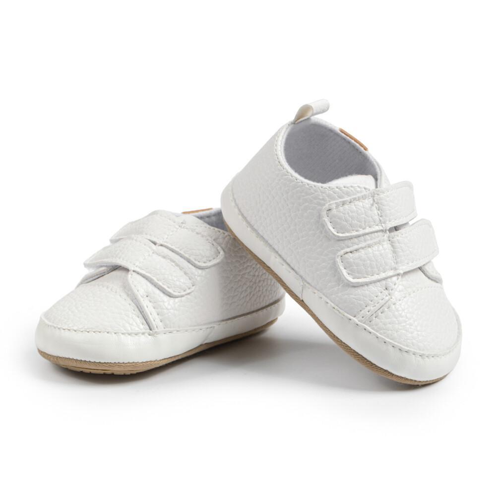 Sapato de couro vintage casual para bebês, combinando cores clássico, sapatos First Walker, sola de borracha, macio, antiderrapante, sapato para crianças, novo