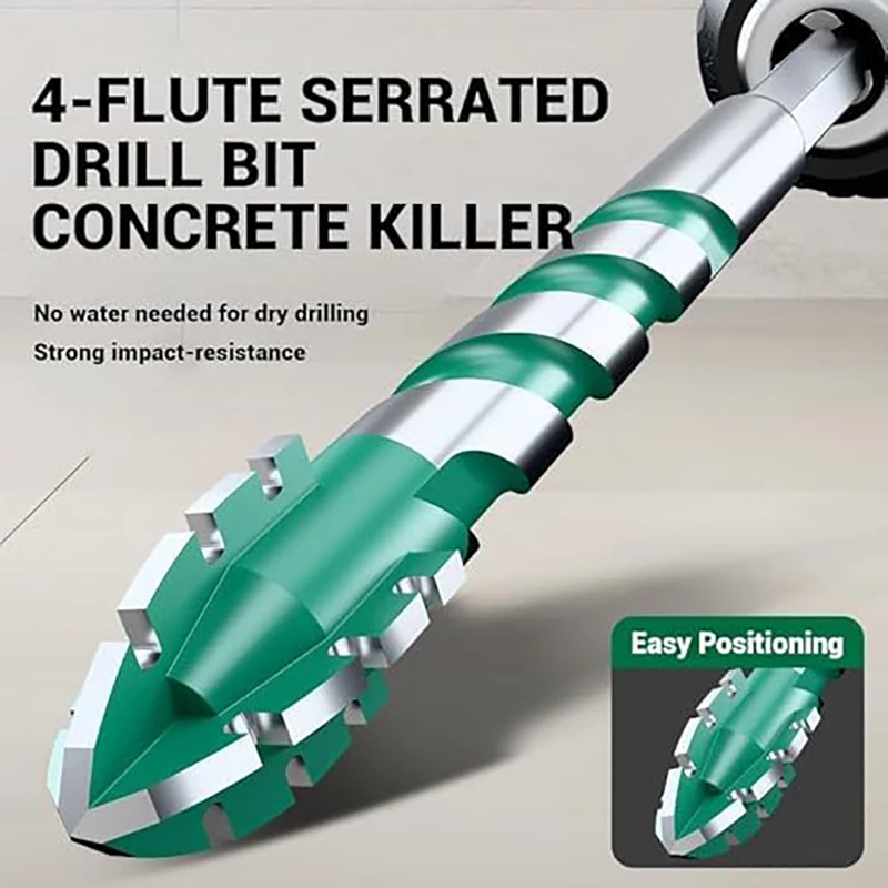 6-12mm Four-Blade Serrated Eccentric Drill Bits For Glass Tile Concrete Metal etc Drilling Tool Set Carbide Drilling Tools