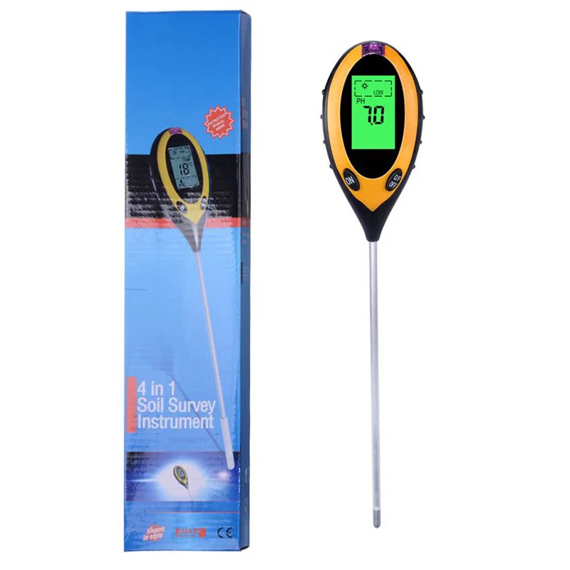 Kỹ Thuật Số 4 Trong 1 Độ PH Đất Đồng Hồ Đo Độ Ẩm Theo Dõi Nhiệt Độ Ánh Sáng Mặt Trời Bút Thử Cho Làm Vườn Thực Vật Nuôi Với Blacklight