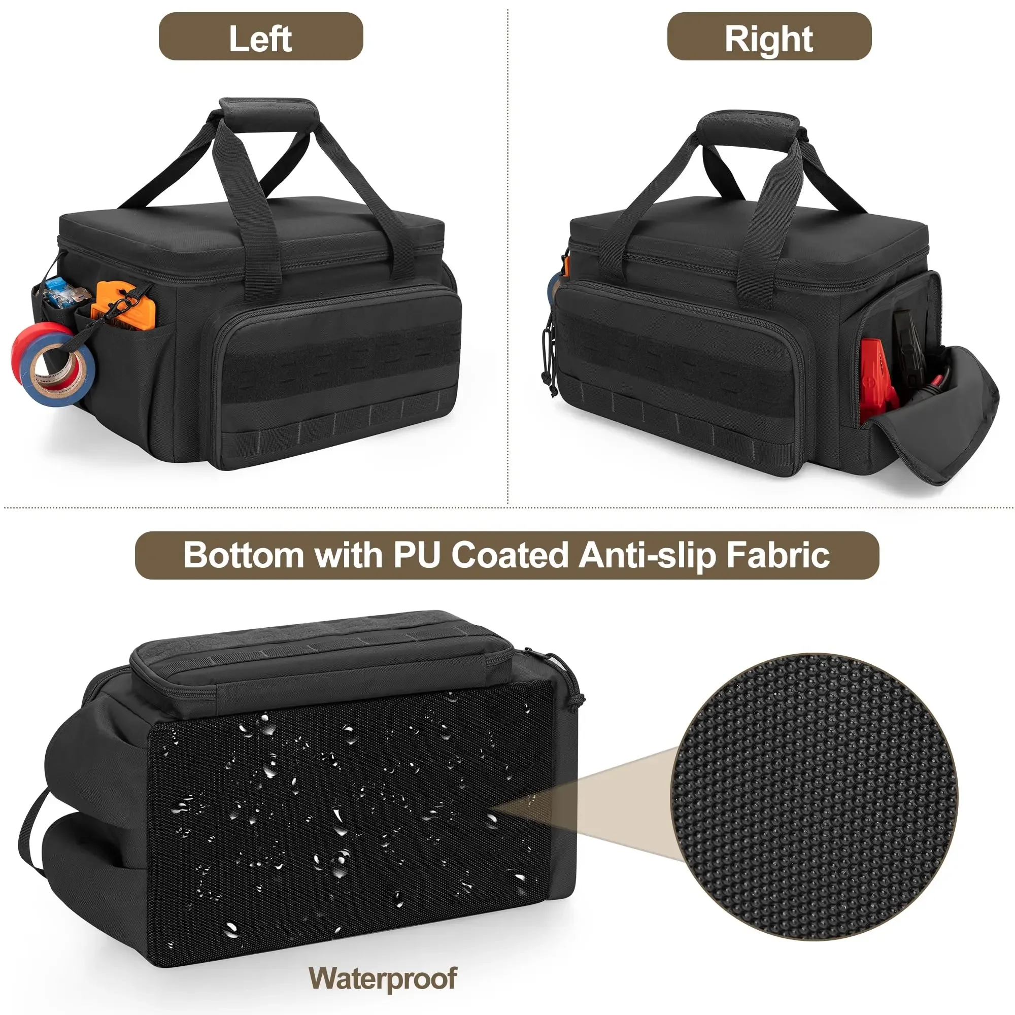 14" Heavy Duty Tactical Tool Bag Non-slip Base Multipurpose Organizer for Handymen Carpenters Durable Portable Tool Storage