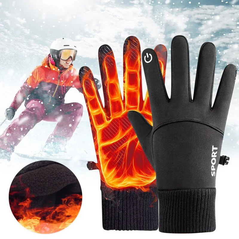 Invierno cálido dedos completos impermeable a prueba de viento ciclismo deportes al aire libre correr motocicleta esquí pantalla táctil guantes de lana