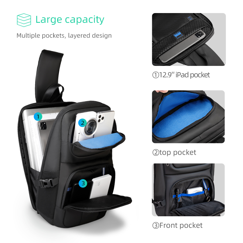 Mark Ryden MARK RYDEN Bolsa de ombro transversal masculina, serve para laptop de 13,3 polegadas, bolsa de ombro para marido, viagem curta, pacote de bolsa de peito