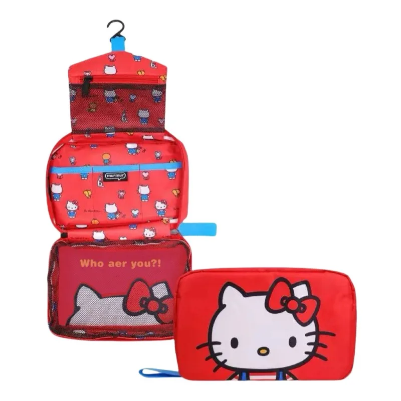 Hello Kitty Cartoon składana torba do przechowywania kosmetyków przenośna torebka ścienna o dużej pojemności do zawieszenia prezenty urodzinowe dla dziewczynek