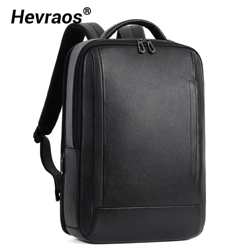 15,6-calowy plecak na laptopa męski 100% prawdziwej skóry męski plecak USB Charge plecaki torba podróżna tornister Student Bookbag