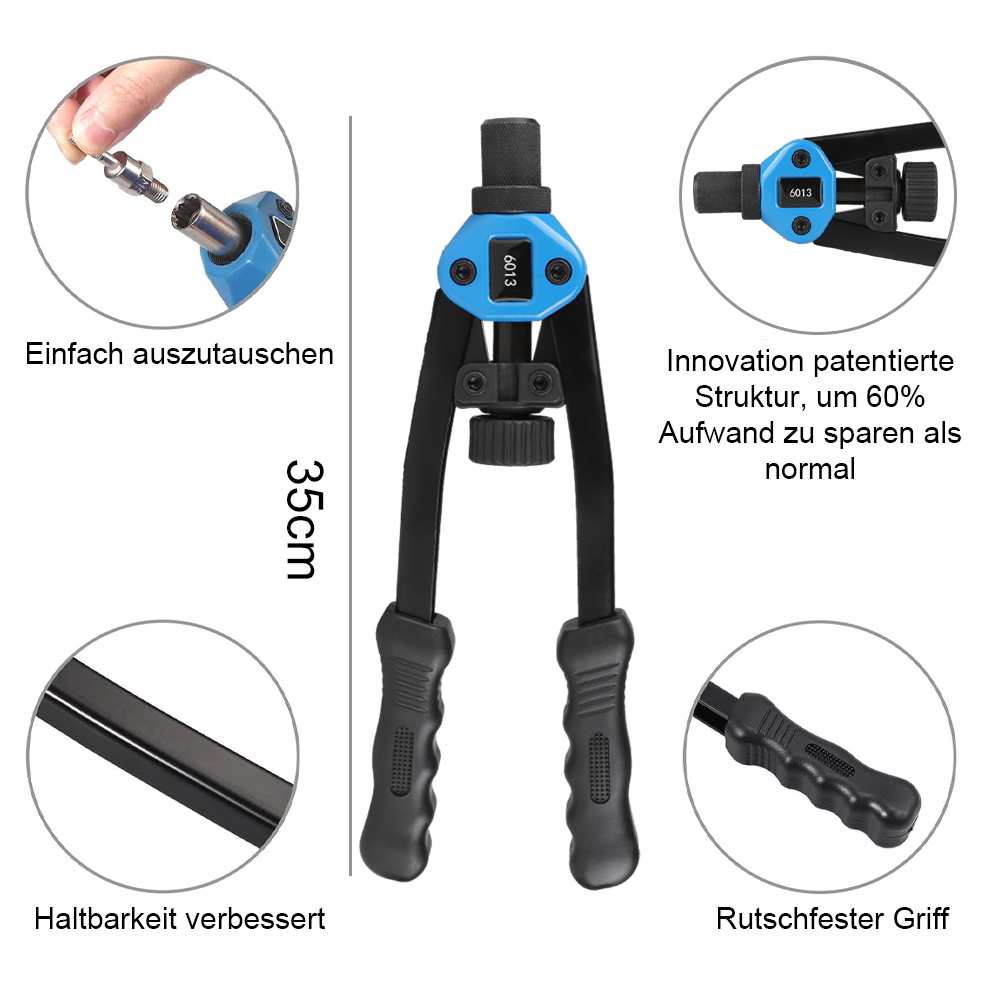 Klinknagelmoertangset, klinknageltangset, 110 klinkmoeren in M5 M6 M8 M10 M12, heavy-duty handklinkhamer klinkmoerpistool