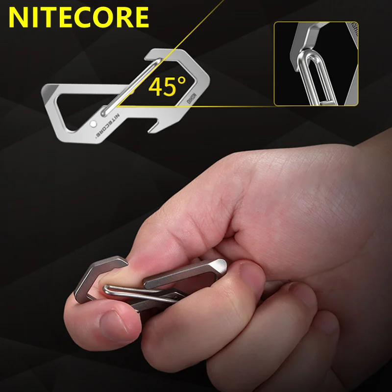 Nitecore nsh10 botão pendurado também multiuso titânio snap gancho figura 8 fivela pendurar fivela 45 graus elástico primavera portão