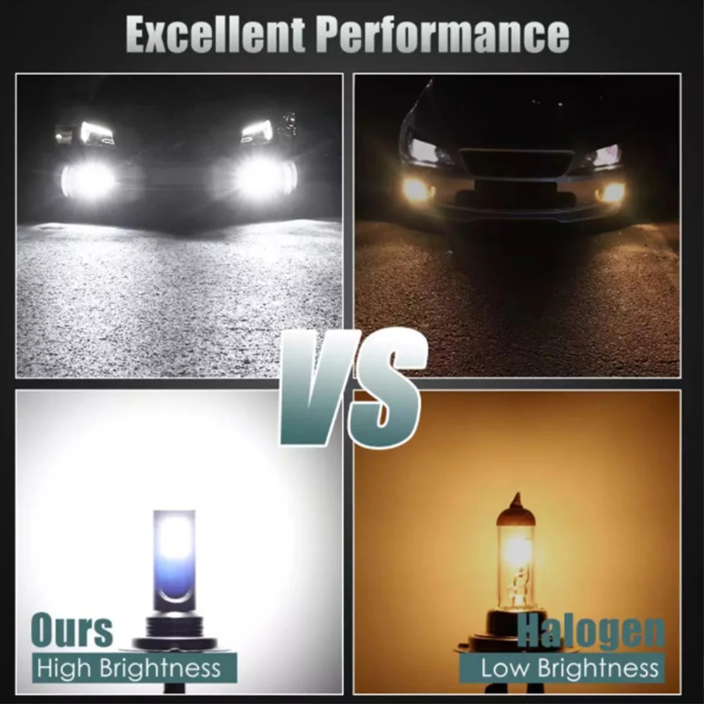 Zestaw żarówek LED H7 Samochodowe żarówki przeciwmgielne 55w Super jasne 6000k Białe światła LED do pojazdów Wysokiej mocy automatyczne reflektory LED DRL