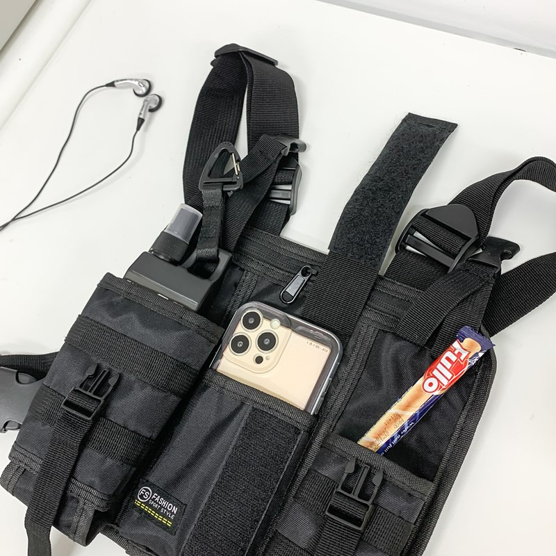 Nova Bolsa Tática Multifuncional para Motocicleta, Estilo Casual, Bolsa de Colete com Bolso Interno em Tecido de Nylon io