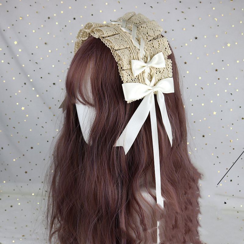 Precioso lazo dulce Lolita encaje flor aro de pelo Anime mucama Cosplay diadema accesorio hecho a mano al por mayor
