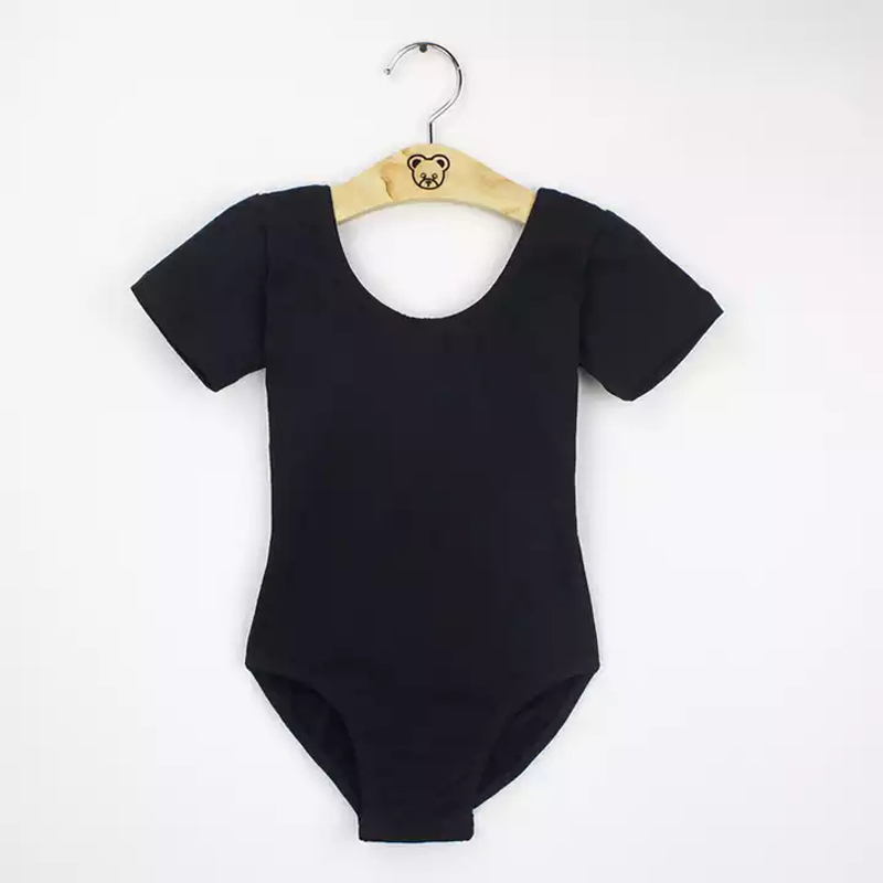 Criança meninas ginástica collant ballet collants roupas de dança bodysuits preto dança collants algodão bodysuit para dança