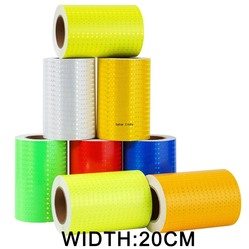 20cm*5m Reflective Safety Warning Tape Waterproof Reflectance Truck Conspicuity Self-Adhesive Reflectors Sticker For Car Vehicle