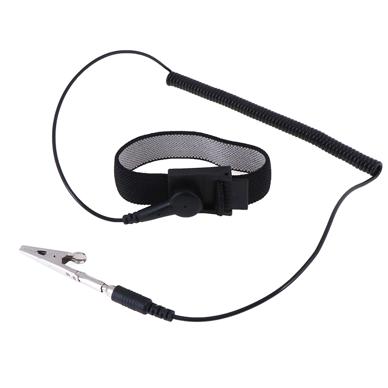 Adjustable Anti Static Bracelet Electrostatic ESD Discharge Cable Wrist Band Strap Hand Grounding Wire Cordless Wireless Clip