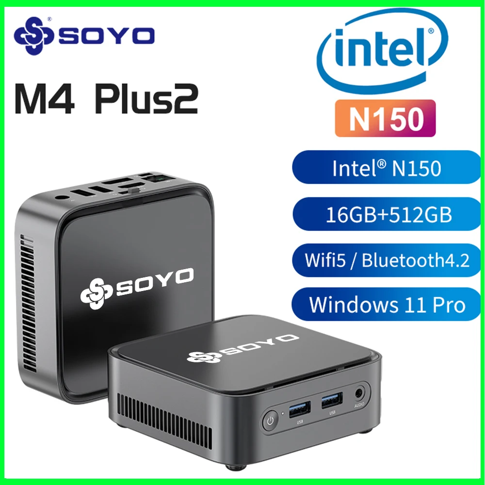 SOYO Mini PC M4 PLUS2 Intel N150 8GB 16GB RAM 256GB 512GB SSD Windows 11 Pro Mini computer desktop per giochi aziendali a casa