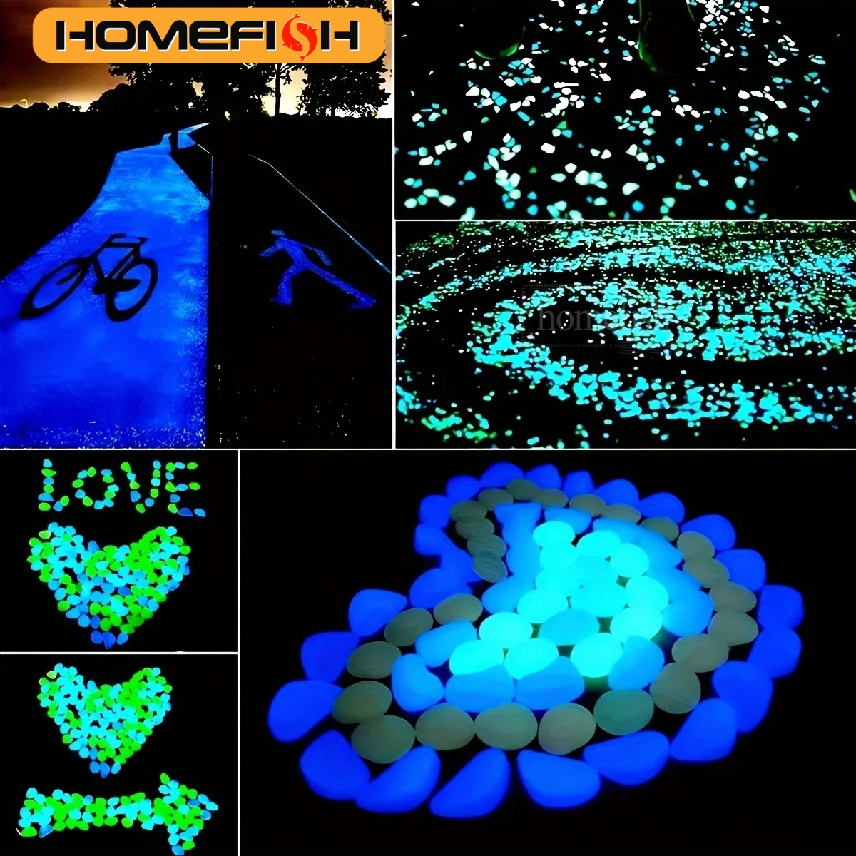 100 pezzi che si illuminano al buio ciottoli pietre luminose in resina per percorsi da giardino paesaggistici piante in vaso parchi acquario arredamento