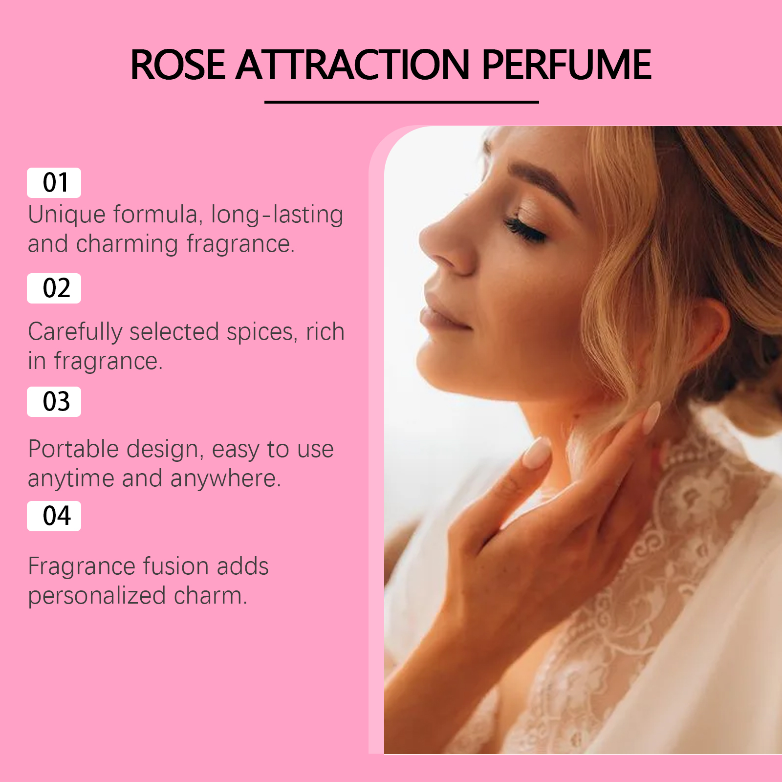 Spray de perfume rosa para mulheres glamour protable perfume de longa duração charme fresco luz fragrância não gordurosa feromônio spray presente