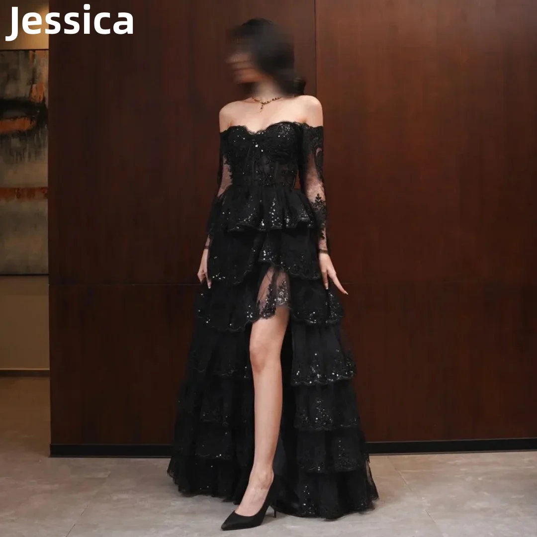 Jessica BlackProm Vestidos Glitter Tul Princesa Graduado Vestidos De Noche Vestidos De Fiesta De Boda Formales Robes De Soirée Personalizado