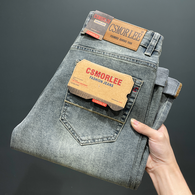 CsmorLee Herren-Jeans, lockere Passform, gerades Bein, trendige lange Hose, lässige, bequeme Denim-Hose