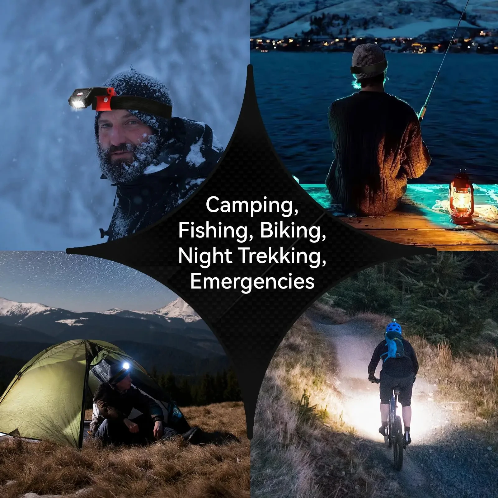 Mini lampada frontale con cappuccio sensore LED USB ricaricabile impermeabile 90 °   Luce regolabile a mano libera per la corsa in campeggio, la pesca, la caccia